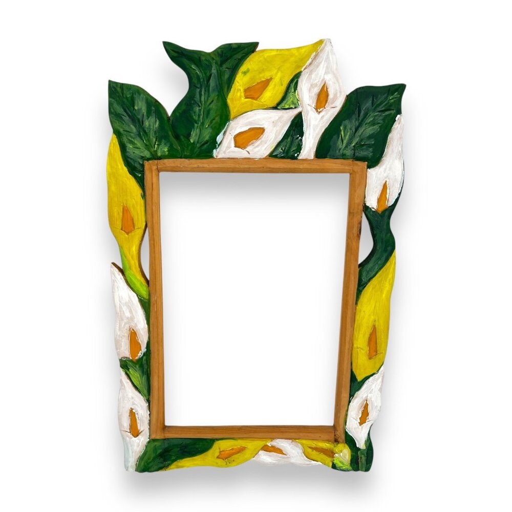 Mexican Carved Wood Calla Lily Frame